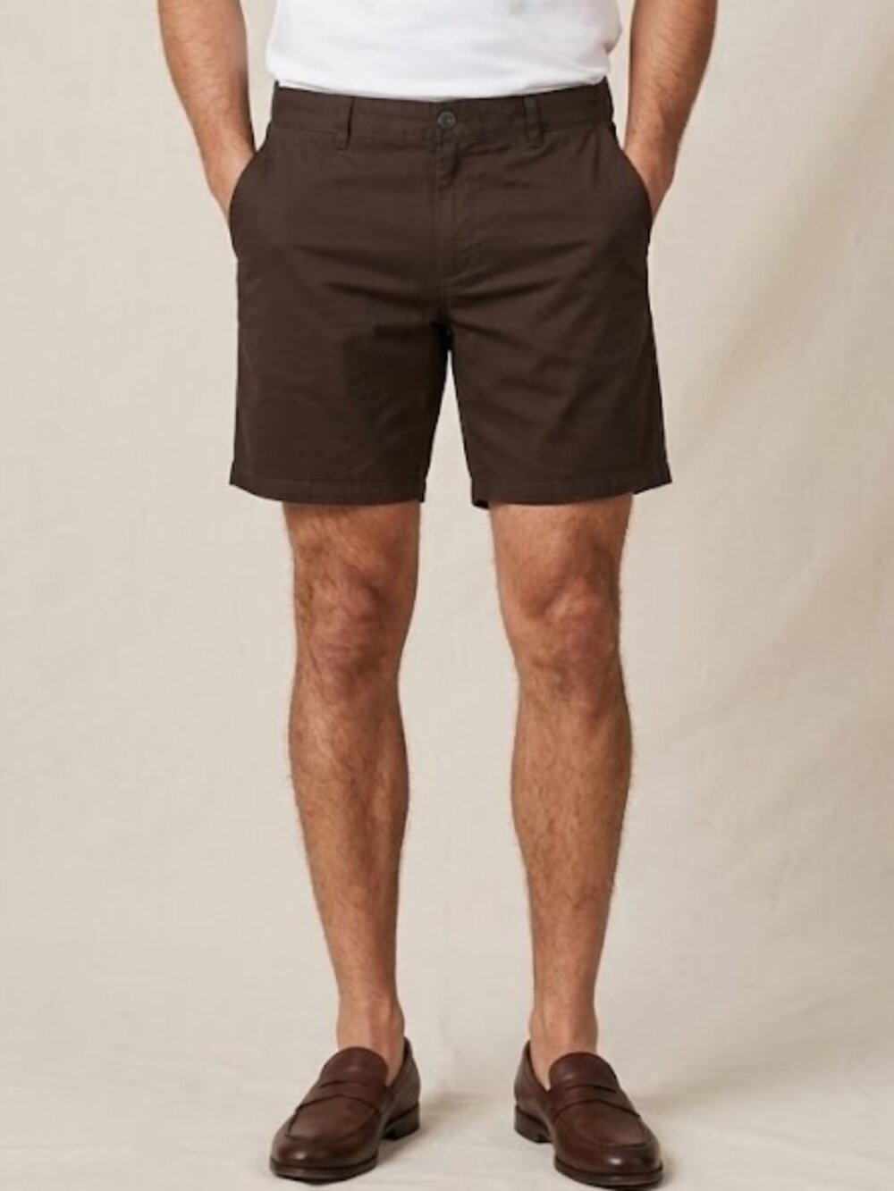 Frank & Oak Cream Brunswick Chino Brown Shorts Size 38x7 NWT
